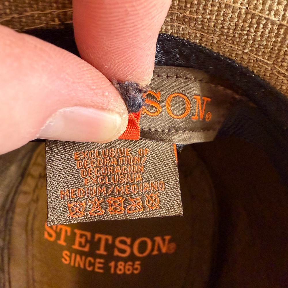 Stetson Mens Khaki Brown Safari Fedora Hat Outdoor Sun Hat Medium